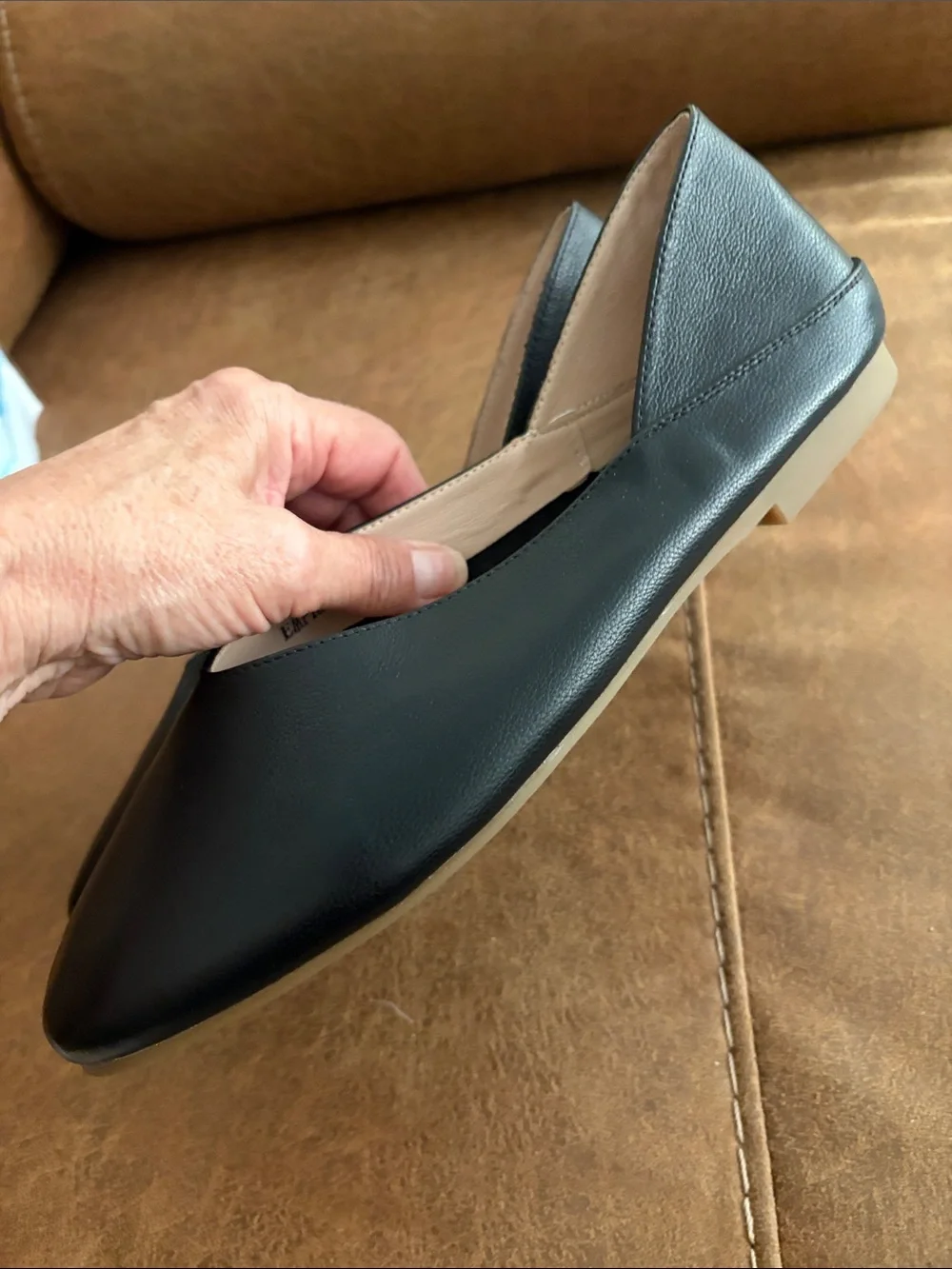 Empress Australia Black Leather Square Toe Comfi Ballet Flats 9 NWOB